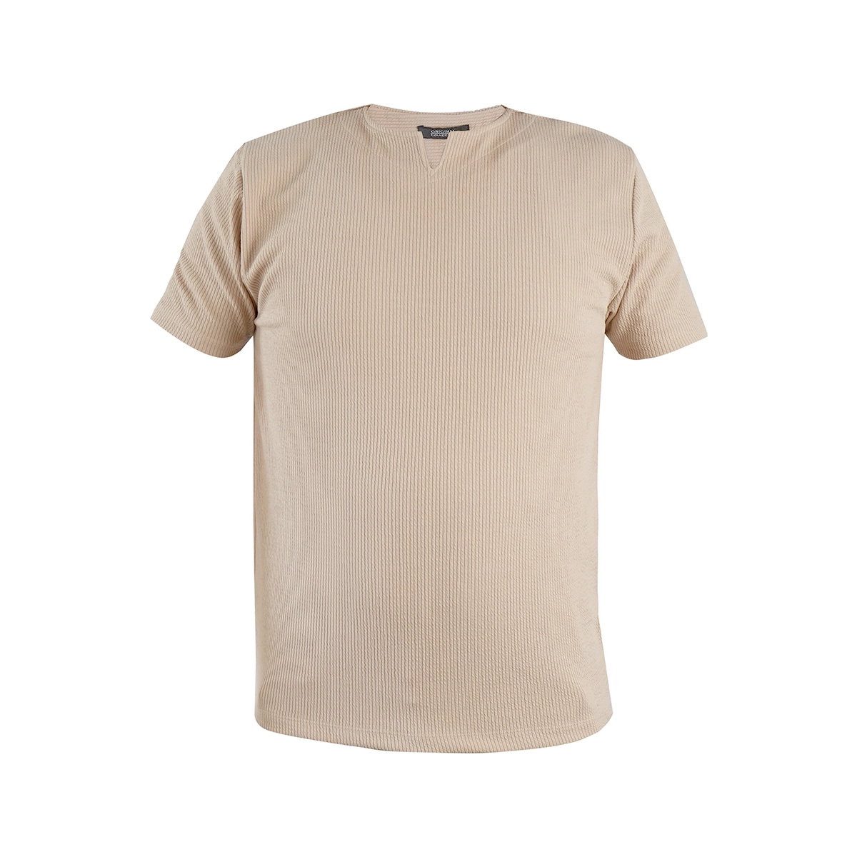 تیشرت آستین کوتاه یقه کوبایی کرم مردانه مدل Asam